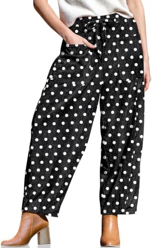 Women's Corduroy Barrel Pants High Waist Drawstring Wide Leg Pants