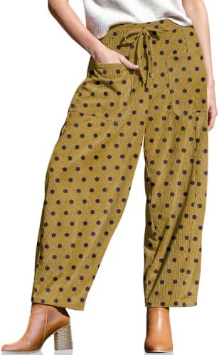 Women's Corduroy Barrel Pants High Waist Drawstring Wide Leg Pants