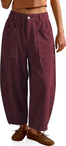 Womens Corduroy Barrel Pants Jujube Red
