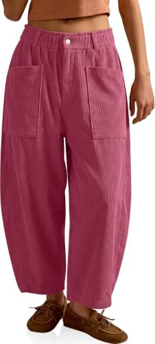 Womens Corduroy Barrel Pants Magenta
