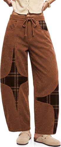 Women's Corduroy Barrel Pants Wide Leg Harem Pants Baggy Casual