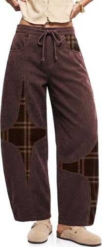 Women's Corduroy Barrel Pants Wide Leg Harem Pants Baggy Casual