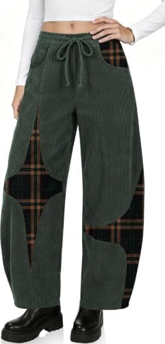 Women's Corduroy Barrel Pants Wide Leg Harem Pants Baggy Casual