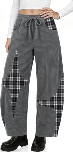 Women's Corduroy Barrel Pants Wide Leg Harem Pants Baggy Casual