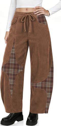 Women's Corduroy Barrel Pants Wide Leg Harem Pants Baggy Casual