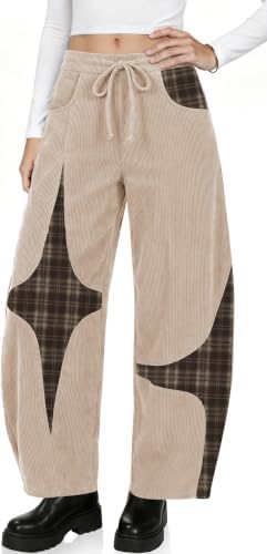 Women's Corduroy Barrel Pants Wide Leg Harem Pants Baggy Casual