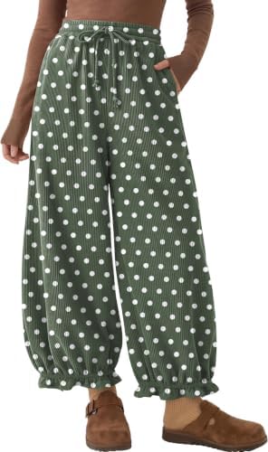 Womens Corduroy Bloomers Ruffle Pants with Pockets