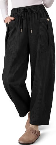 Corduroy Harem Pants Women Drawstring Baggy Tapered with Pockets