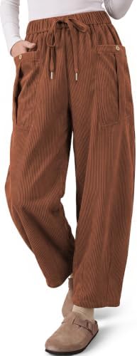 Corduroy Harem Pants Women Drawstring Baggy Tapered with Pockets