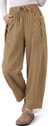 Corduroy Harem Pants Women Drawstring Baggy Tapered with Pockets