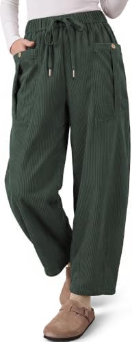 Corduroy Harem Pants Women Drawstring Baggy Tapered with Pockets