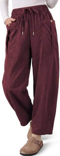 Corduroy Harem Pants Women Drawstring Baggy Tapered with Pockets