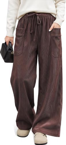 Corduroy Pants Women Drawstring Wide Leg Casual Trousers
