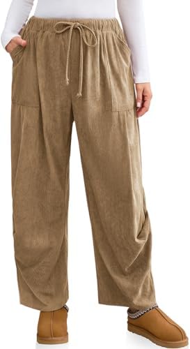 Women Corduroy Pants Fall Boho Drawstring Wide Leg Harem Pants 2025