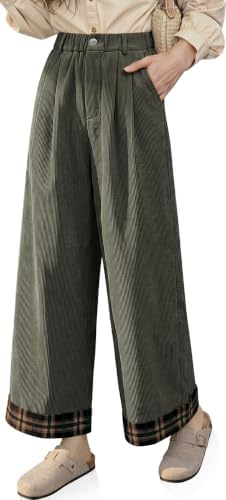 Women's Corduroy Wide Leg Baggy Pants ArmyGreen