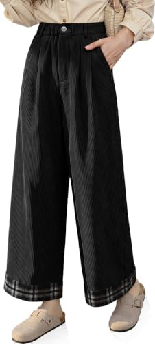 Women's Corduroy Wide Leg Baggy Pants Black