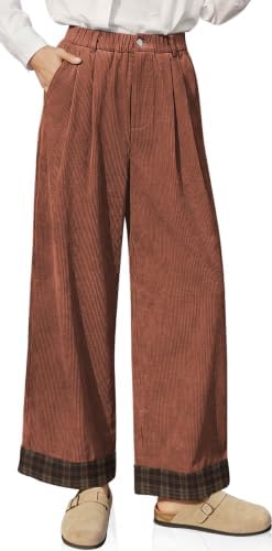 Women's Corduroy Wide Leg Baggy Pants Brown