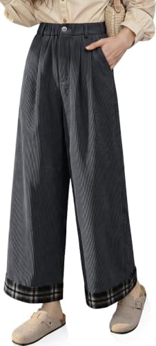 Women's Corduroy Wide Leg Baggy Pants Darkgray