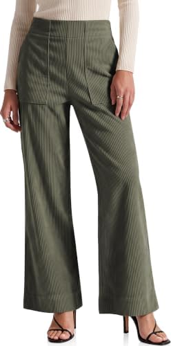 Women's Corduroy Wide Leg Pants Casual Fall Trousers Army Green