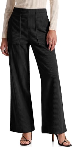 Women's Corduroy Wide Leg Pants Casual Fall Trousers Black