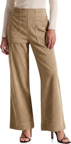 Women's Corduroy Wide Leg Pants Casual Fall Trousers Camel