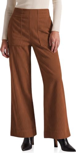 Women's Corduroy Wide Leg Pants Casual Fall Trousers Caramel