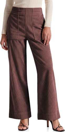 Women's Corduroy Wide Leg Pants Casual Fall Trousers Dark Coffee
