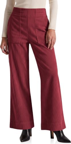 Women's Corduroy Wide Leg Pants Casual Fall Trousers Wine