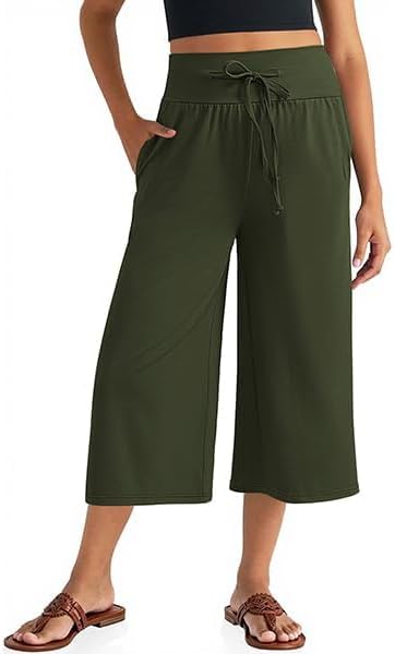 Culottes for Women Summer Gaucho Pants for Women Wide Leg Cropped