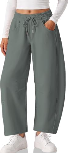 Fleece Lined Sweatpants Women Baggy Barrel Cotton Fall Sweat Pants