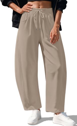 Fleece Lined Sweatpants Women Baggy Barrel Cotton Fall Sweat Pants