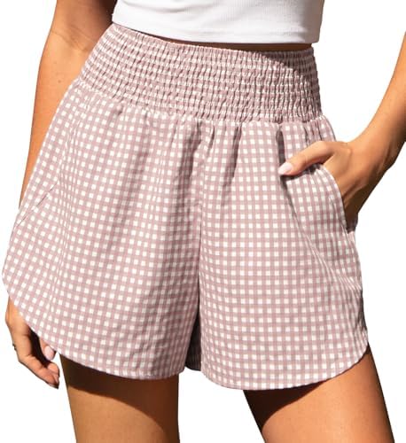 Women's Gingham Linen Shorts with Pockets