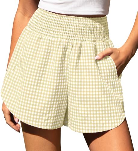 Women's Gingham Linen Shorts with Pockets