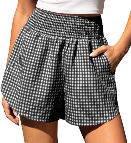 Women's Gingham Linen Shorts with Pockets