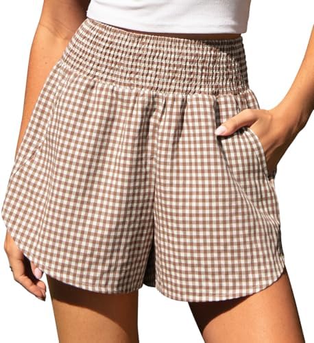 Women's Gingham Linen Shorts with Pockets