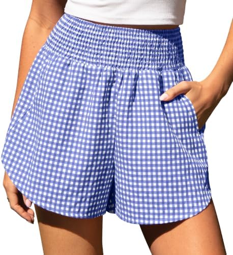 Women's Gingham Linen Shorts with Pockets