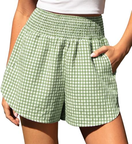 Women's Gingham Linen Shorts with Pockets
