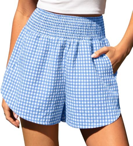 Women's Gingham Linen Shorts with Pockets