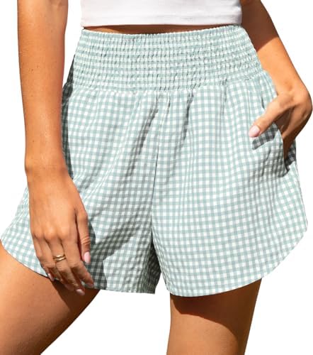 Women's Gingham Linen Shorts with Pockets
