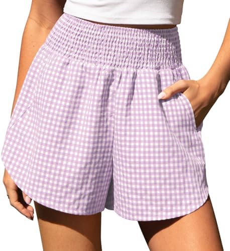 Women's Gingham Linen Shorts with Pockets