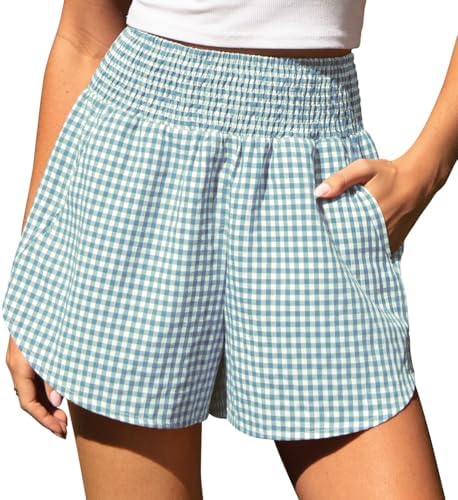 Women's Gingham Linen Shorts with Pockets