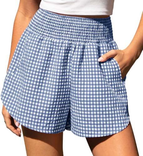Women's Gingham Linen Shorts with Pockets