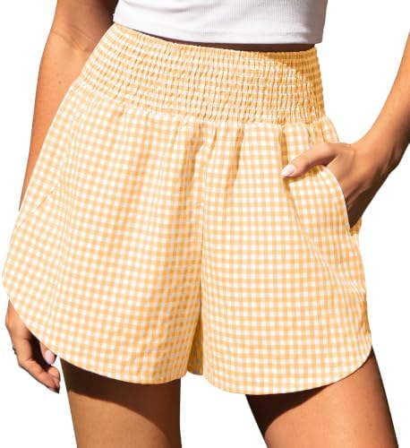 Women's Gingham Linen Shorts with Pockets