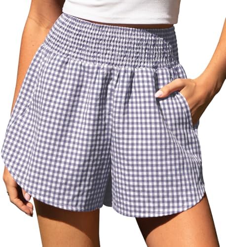 Women's Gingham Linen Shorts with Pockets