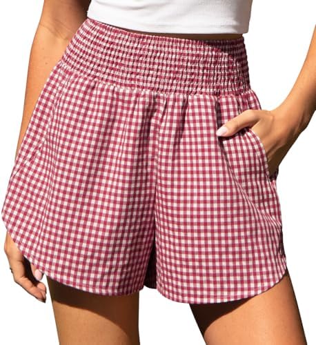 Women's Gingham Linen Shorts with Pockets
