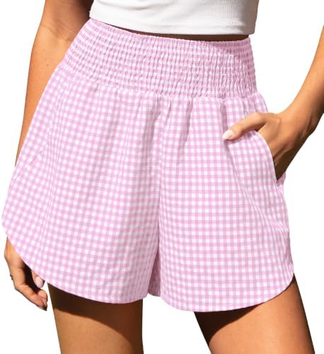 Women's Gingham Linen Shorts with Pockets