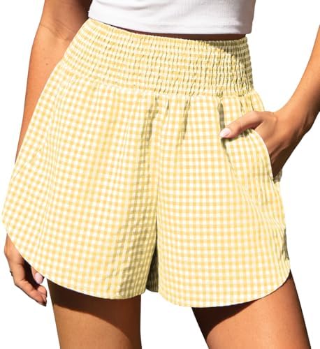 Women's Gingham Linen Shorts with Pockets