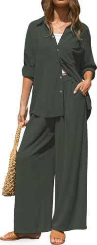 Womens Linen 2 Piece Outfits Casual Lounge Sets
