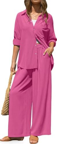 Womens Linen 2 Piece Outfits Casual Lounge Sets