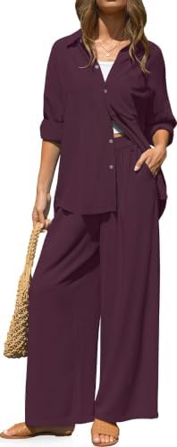 Womens Linen 2 Piece Outfits Casual Lounge Sets